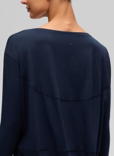 CRZ YOGA Long Sleeve Workout Shirts for Women Loose Fit-Pima Cotton Yoga Shirts Casual Fall Tops Shirts Navy X-Large — view 3