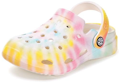 KVbabby Boys Girls Garden Clogs Slip on Sandals Water Shoes Children Shower Beach Pool Slippers(Rainbow,2.5-3 Big Kid)