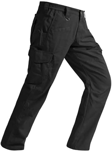 SPOSULEI Cargo Work Pants for Men Ripstop Tactical Pants Lightweight Water Resistant EDC Hiking Carpenter Hunting Pants with Multi Pockets Black 32Wx32L