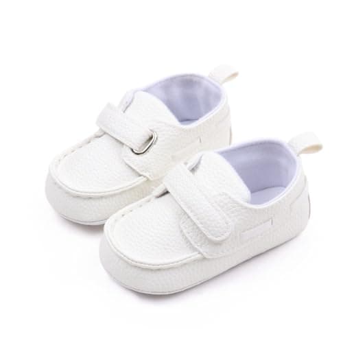XYLUIGI Baby Loafers Prewalker Moccasin Newborn Soft Sole Non-Slip Slip on Shoes for Infant Todder Boys, White, 6-12 Months