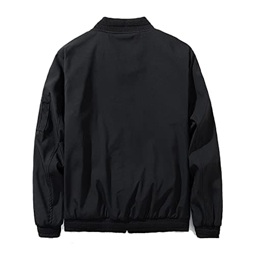 URBANFIND Men's Slim Fit Lightweight Sportswear Jacket Casual Bomber Jacket US M Black — view 2