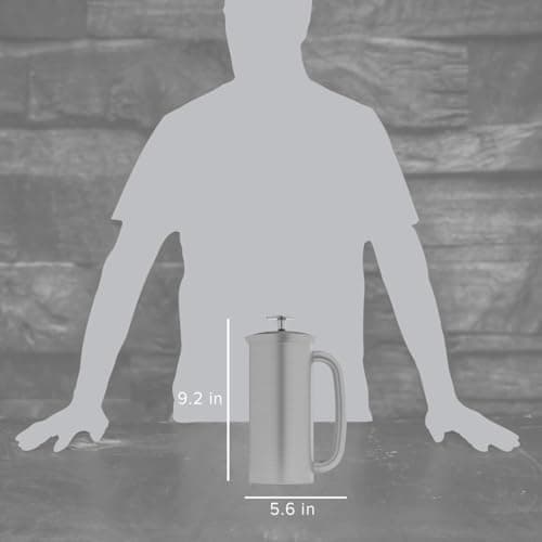 ESPRO Pro P7 Brushed Stainless Steel French Press 304 – Patented Double Walled Micro-Filter Insulated French Press Coffee Maker, Grit-Free Brew - Heat Resistant BPA Free - 18oz