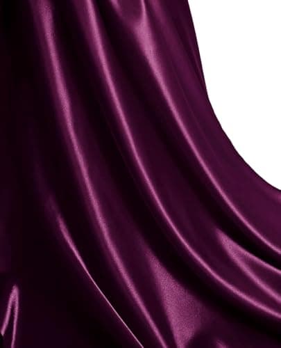 VDS Eggplant Satin Fabric, 5 Yards Continuous, 45” Wide, Wedding Party Decoration Charmeuse Silky Sateen Bridal Dress DIY Crafts Fashion Scarf Costumes Lining Sewing Backdrop Arch Cloth