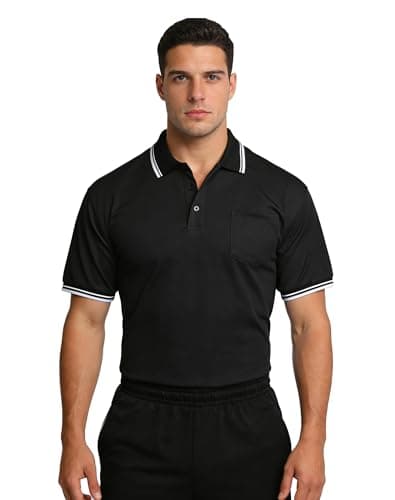VKT Umpire Shirt Polo Short Sleeve Baseball Softball Ref Uniform Referee Gear Sized for Chest Protector Black S — view 2