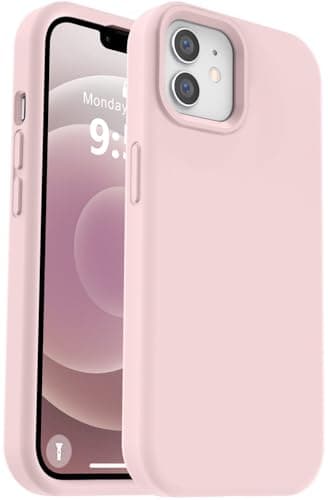 Vooii Compatible with iPhone 12 Case/iPhone 12 Pro Case, Liquid Silicone Upgrade [Soft Anti-Scratch Microfiber Lining] [Shockproof Drop Protection] Phone Case 6.1 inch - Chalk Pink