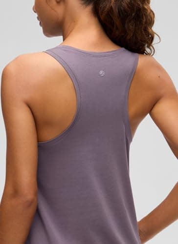 CRZ YOGA Womens Pima Cotton Racerback Workout Tank Tops Lightweight Loose Sleeveless Tops Athletic Gym Shirts Purple Gray Large — view 4