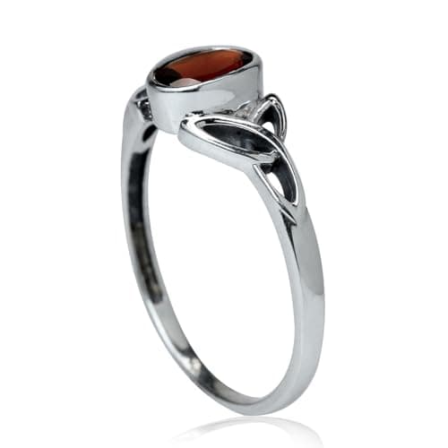 Silvershake Natural Garnet White Gold Plated 925 Sterling Silver Triquetra Celtic Knot Ring Size 4 — view 3