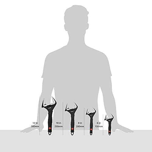 Amazon Basics 4-Piece Wide Jaw Adjustable Wrench Set with Soft Grip, Includes: 6-inch (150mm), 8-inch (200mm), 10-inch (250mm), 12-inch (300mm) — view 5