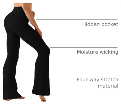 BUBBLELIME 29"/31"/33"/35"/37" 3 Styles Women's High Waist Bootcut Yoga Pants Basic/Side Pockets Tummy Control Workout Flared - Basic Nylon_Black M-37 Inseam — view 3