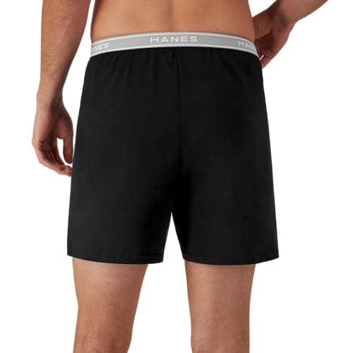 Hanes Men's Boxers, Cotton Knit Comfortable Boxer Underwear, Moisture-wicking Cotton Boxers, 5 count (pack of 1) — view 2
