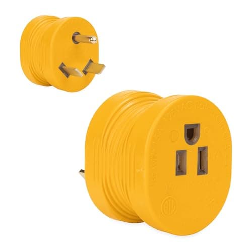 Camco PowerGrip 30AM/15AF Camper/RV Electrical Adapter Features 30-Amp Male & 15-Amp Female Connections - Designed w/Non-Slip Grooves & Contoured Ends for Easy Removal - Rated for 125V/1875W (55233)