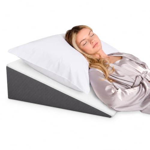 Kӧlbs Bed Wedge Pillow with Memory Foam Top Chic Jacquard Grey and White Cover (7.5" Height) — view 4