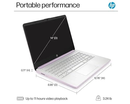 HP AI-Powered 14" HD Laptop with Microsoft Office and 1TB Cloud Storage Included for 1-Year| 8GB RAM|128GB SSD| Intel 4-Core CPU| Webcam|Ultra Light| Windows 11| RK Bundle|Purple — view 5