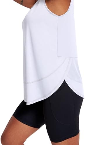 Women's Sleeveless Workout Tops Breathable Lightweight Active Tennis Yoga Shirts Athletic Running Tank Tops for Women, 0-white, X-Large — view 3