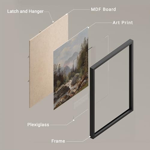 SIGNWIN Framed Misty Mountain Forest Ravine Wall Art, Landscape Colorful Wall Decors, Nature Wilderness Wall Décor for Living Room, Bedroom - 12"x16" Black — view 3