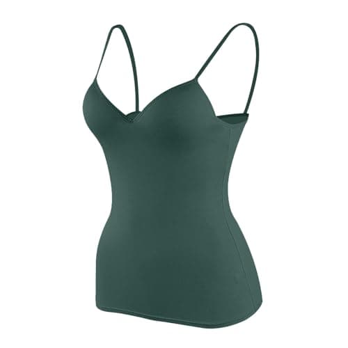Womens Tank Top with Built in Bra Padded Sleeveless Workout Yoga Camisole Stretch Slim Fit Scoop Neck Casual Tops — view 3