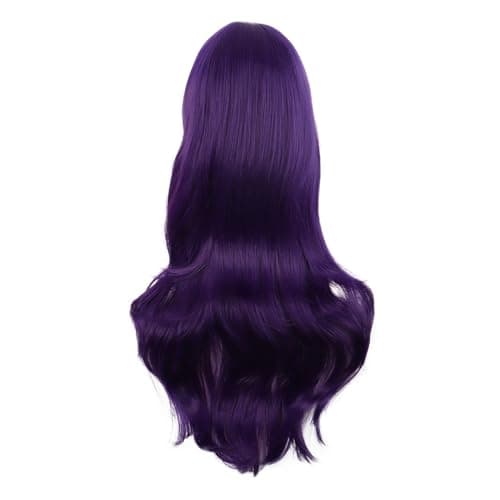 MapofBeauty 28 Inch Side Bangs Long Curly Hair Cosplay Wig,Dark Violet — view 3