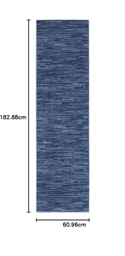 Nourison Essentials Indoor/Outdoor Navy Blue 2' x 6' Area Rug, Easy Cleaning, Non Shedding, Bed Room, Living Room, Dining Room, Backyard, Deck, Patio (2x6)