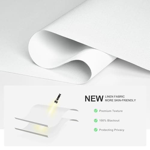 Boolegon Blackout Roller Shades for Windows,Cordless,Linen Fabric,Roller Blinds,Thermal Insulated Fabric UV Protection,Window Shades for Home,Door,Bedroom,Office,Blackout-White,Custom Size — view 2