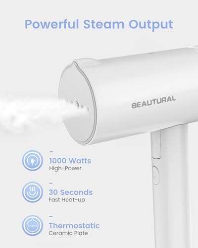 BEAUTURAL Travel Steamer for Clothes, Portable and Handheld, 1000 Watts