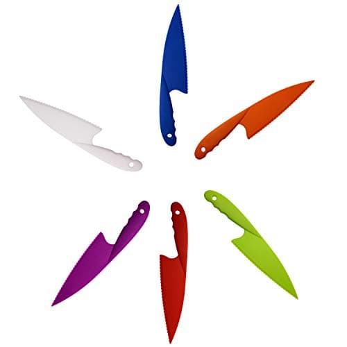 PENTA ANGEL 6 Colors Plastic Kitchen Knife Set Nylon Knife Children Safety Cooking Chef Knives for Fruit Lettuce Vegetable Salad Bread (6 Colors) — view 4