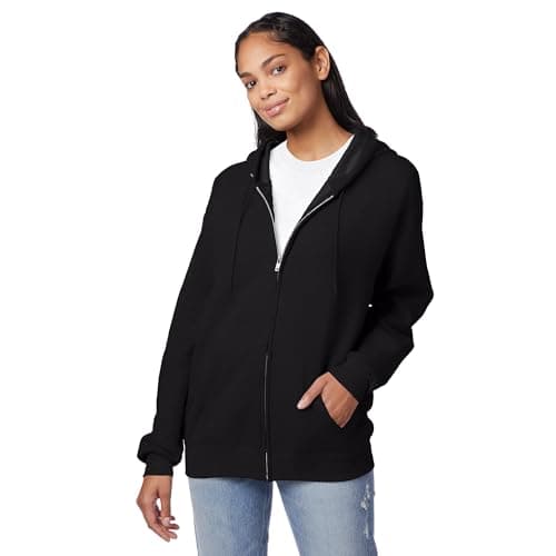 Hanes Mens Hoodie, Ecosmart Fleece Full-zip Zip-up Hooded Sweatshirt For Athletic-hoodies, Black, XX-Large US — view 3