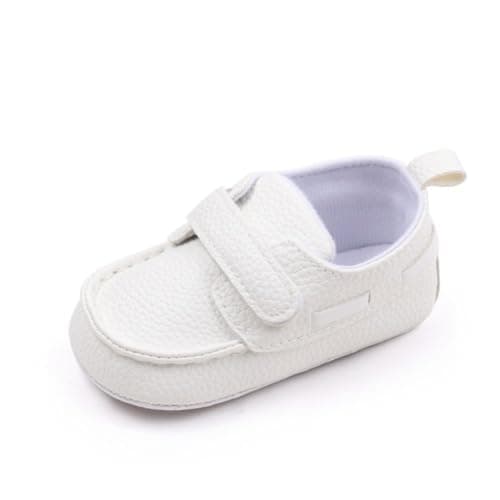 XYLUIGI Baby Loafers Prewalker Moccasin Newborn Soft Sole Non-Slip Slip on Shoes for Infant Todder Boys, White, 6-12 Months