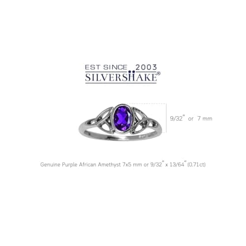 Silvershake Genuine African Amethyst White Gold Plated 925 Sterling Silver Triquetra Celtic Knot Ring Size 7 — view 2