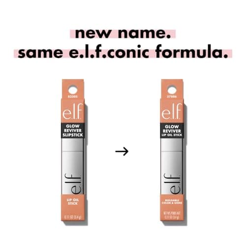 e.l.f. Glow Reviver Lip Oil Stick, Tinted, Non-Sticky & Hydrating For A Soft-Shine Finish, Vegan & Cruelty-Free, Cara-melt