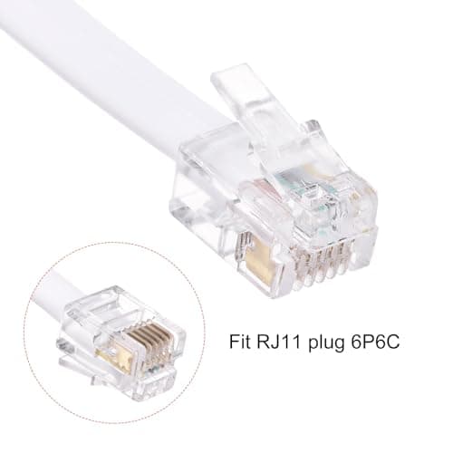 Phone Extension Cord 3.28FT Telephone Cable Phone Line Cord RJ11 6P6C Plugs, Male to Male for Phones and Fax White 1pcs — view 4