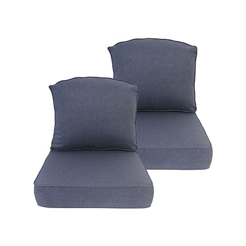 Goodgoods 24x24 inch Outdoor/Indoor Deep Seat Patio Cushions Set of 2 Resilient Foam Filling Water Repellent Stain-Resistant UV Resistant Weather Resistant Deep Seat Bottom Sky