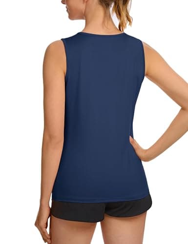 TACVASEN Womens Workout Shirts Sleeveless Athletic Yoga Tank Tops Quick Dry Running Shirts Activewear Gym Top Exercise Shirts Fitness Shirts UPF 50+ Sun Protection Shirts Navy