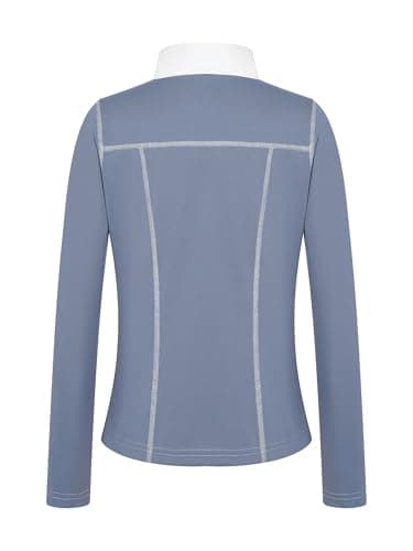 Hansber Girls Horse Riding Shirts Half Zip Horseback Show Shirt Equestrian Long Sleeve Top Activewear Dusty Blue 6 Years — view 4