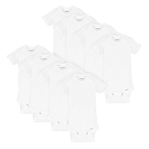Gerber Baby 8-Pack Short Sleeve Onesies Bodysuits, Solid White, 3-6 Months
