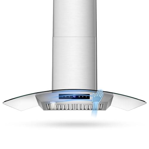 TAZPI 30 Inch Wall Mount Range Hood 1200 CFM, 4-Speed Wall Mount Range Hood with Touch Control & Gesture Sensing Stainless Steel Kitchen Stove Vent Hoods with 2 LED Lights Pro Series
