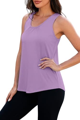 NIASHOT Workout Tank Tops for Women Racerback Loose Fit Yoga Top Sleeveless Gym Shirt Running Athletic Tanks Pack, Purple, X-Large — view 3