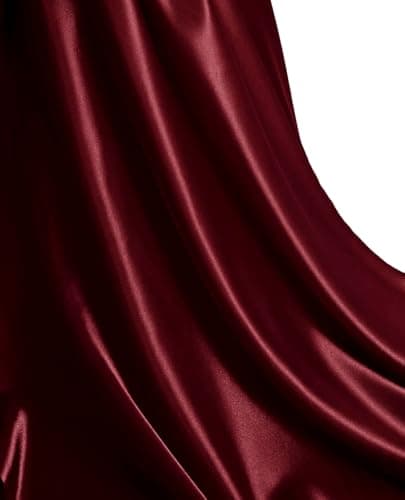 MDS Satin Fabric 10 Yards, 44" Wide, Silky Smooth Charmeuse Sateen Cloth for Wedding Arch Drapery Panel Backdrop Party Event Banquet Home Decoration Curtain Crafts DIY Sewing Costume - Burgundy