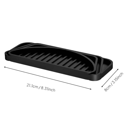 DimyFew Silicone Drip Tray Refrigerator Pad Countertop Protector Mat Insert Soft Silicone Fast Evaporation Grooves for kitchen home use, Black