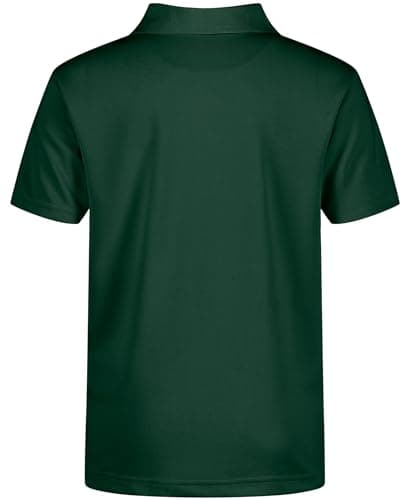 Nautica Boys' School Uniform Short Sleeve Polo Shirt, Button Closure, Moisture Wicking Performance Material, Hunter, 18-20