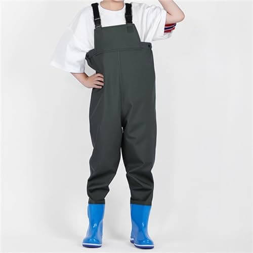 Toddler Kids Waterproof Rain Overalls with Attached Boots One-Piece Long Sleeve Bib Pants Wader Suit for Outdoor — view 5