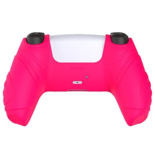 eXtremeRate PlayVital Guardian Edition Ergonomic Soft Anti-Slip Controller Silicone Case Cover for ps5, Rubber Protector Skins with Black Joystick Caps for ps5 Controller - Bright Pink — view 5
