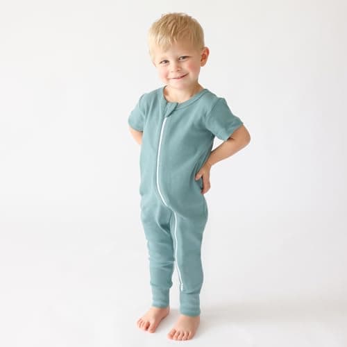 Parade Organic Essentials '2-Way' Zip Romper - Short Sleeve Ocean 0-3 Months