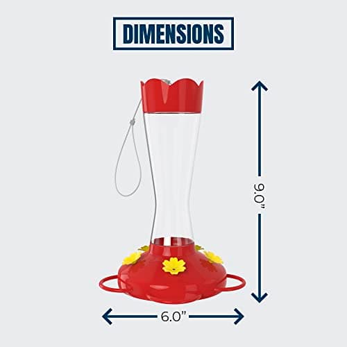 MEKKAPRO Hummingbird Feeders for Outdoors Glass - Red Hummingbird Feeders for Outdoors, Metal Ring, Bee-Proof Design, Easy Assembly, Red Hummingbird Feeder (Classic, 10oz - 2 Pack) — view 2