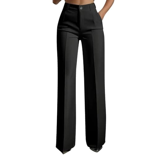 Women Wide Leg Pants Work Business Lightweight Trousers High Waist Work Casual Pull On Slacks with Pockets 2026