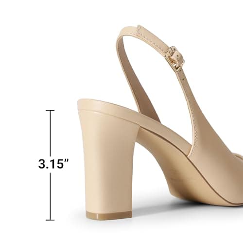 DREAM PAIRS Womens Slingback High Chunky Heels Pumps,Nude,7.5 — view 5