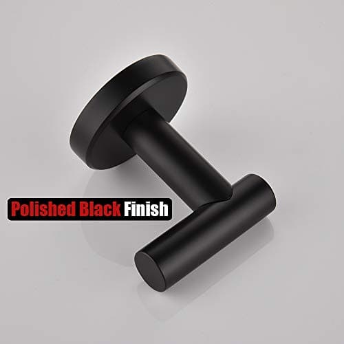 JQK Black Bathroom Towel Hook, Coat Robe Clothes Hook for Bathroom Kitchen Garage Wall Mounted (2 Pack), 304 Stainless Steel Matte Black, TH100-PB-P2 — view 8