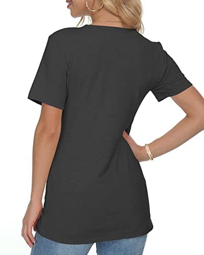 WNEEDU Womens Tops Summer T-Shirt Short Sleeve Crewneck Loose Fit Casual Basic Tee Tops 2026 New Black S