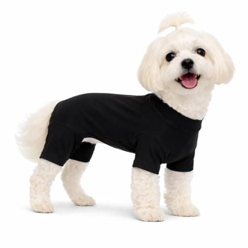 ADKLHX Dog Full Bodysuit – Stretchy Yoga Fabric 4-Leg Dog Pajamas, Breathable & Lightweight Dog Onesie for Indoor & Outdoor, Shedding Control & Travel Wear Black M