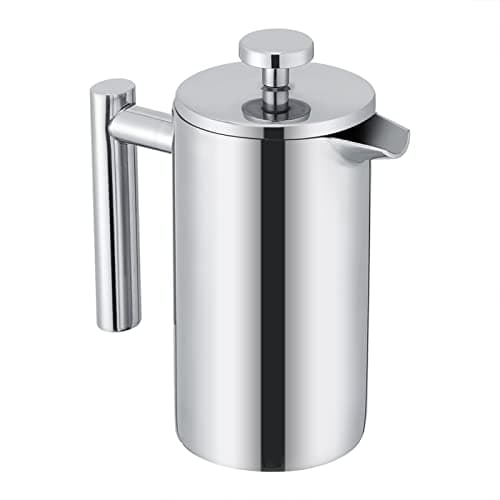 Zerodis French Press Coffee Maker Stainless Steel Tea Press 350ML Double Wall Insulated Precision Filter Cool Touch Handle Mirror Finish for Coffee Tea Lovers Home Office — view 7
