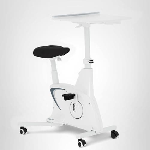 FLEXISPOT Exercise Bike with 2D Desktop, Space Saving Under Desk Bike with Removable Desk, Stationary Bikes Upright Indoor Bikes with 8 Level Magnetic Resistance Upgraded Pro Flywheel, V9 White — view 9